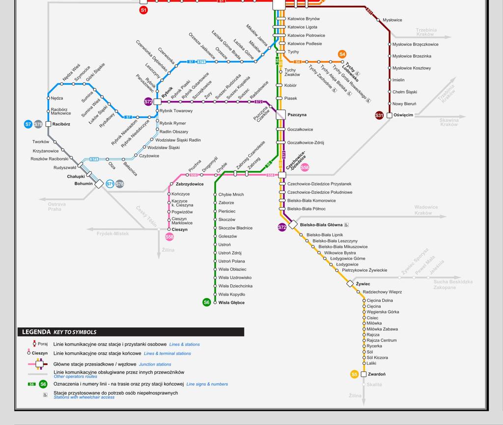 Wykaz osługiwanych stacji i przystanków osoowych Railway stations & lines STAJE / PRZYSTANKI OSOBOWE NUMERY LINII STAJE / PRZYSTANKI OSOBOWE NUMERY LINII STAJE / PRZYSTANKI OSOBOWE NUMERY LINII