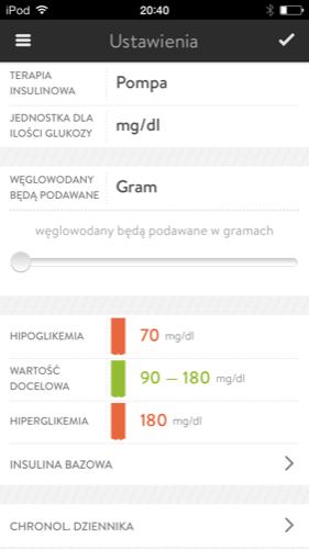 2.) Ustawienia ogólne i ustawienia dotyczące terapii Ustawienia dotyczące terapii Po założeniu konta musisz wpisać dane dotyczące Twojej osobistej terapii. To jest wyjątkowo ważne.