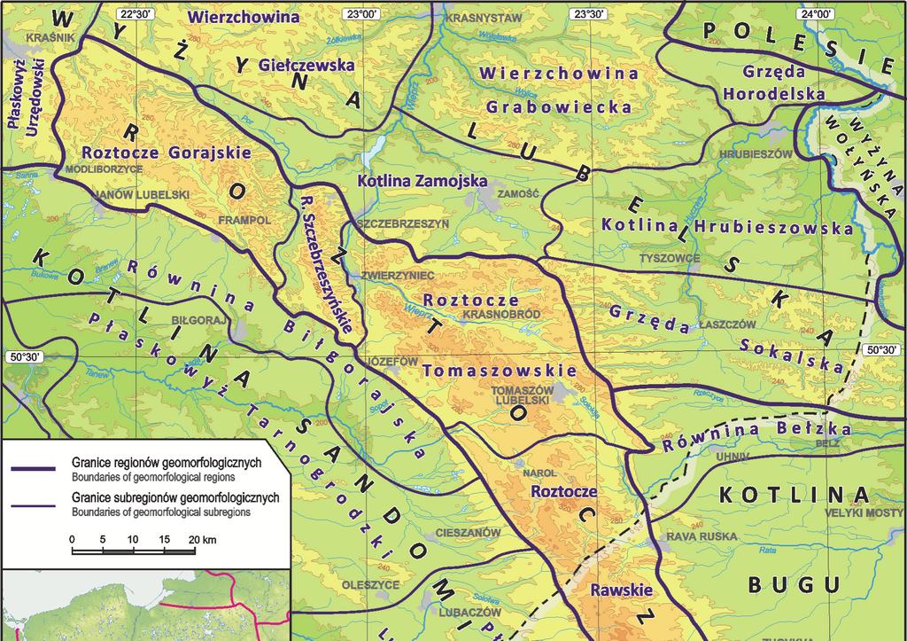 364 Wioletta Kałamucka i in. 2. Obszar badań Roztocze to wąskie pasmo wzgórz kredowych i trzeciorzędowych położone między Kraśnikiem a Lwowem.