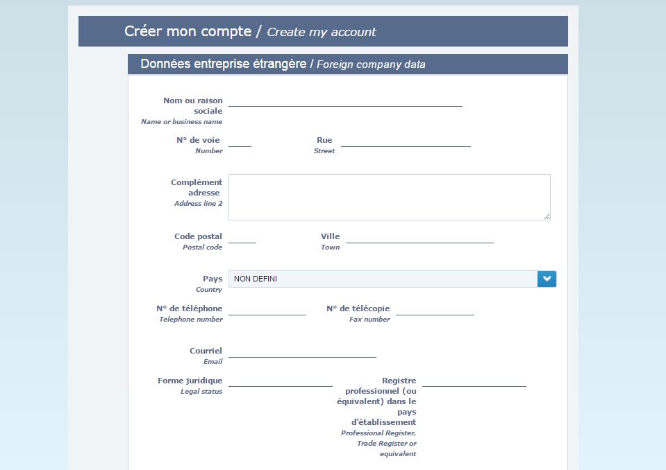 Imię i nazwisko lub nazwa firmy Numer domu lub budynku Nazwa ulicy Dodatkowe informacje adresowe Kod pocztowy i miasto Państwo Numer telefonu i faksu Adres email Numer przedsiębiorstwa w rejestrze