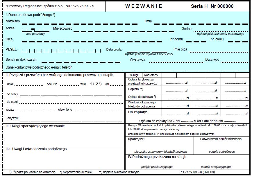 Wzór nr 12 do 7 Wezwanie