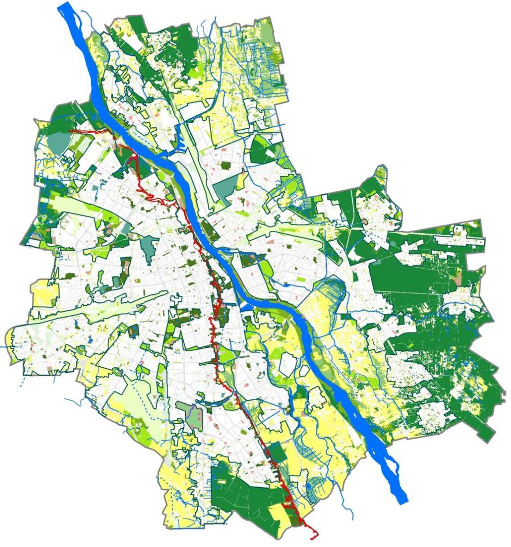Faza I Warszawa struktura waloryzacja terenów pod kątem predyspozycji i ograniczeń środowiska potencjał przyrodniczy użytkowanie wg funkcji zabudowy