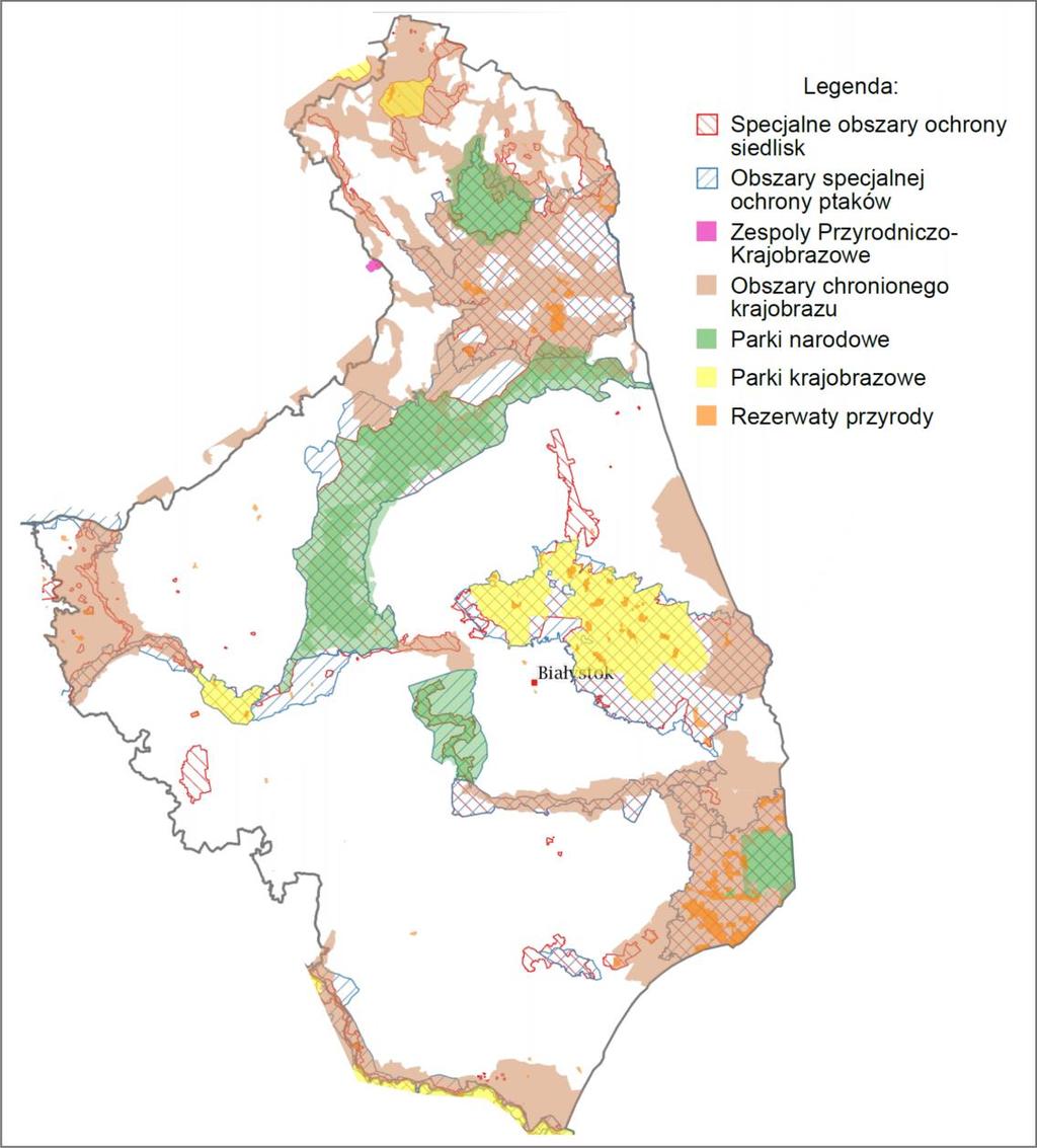 Obszarowe formy ochrony przyrody województwa podlaskiego [źródło: Generalna Dyrekcja Ochrony Środowiska: http://www.geoserwis.gdos.gov.
