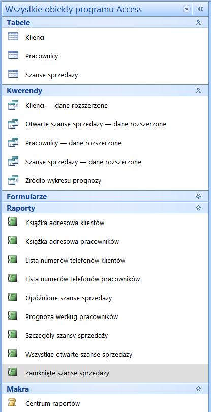 Obiekty programu MS ACCESS Obiekty typu Tabela są podstawowe dla aplikacji, ponieważ stanowią one bazę danych. Wiele tabel może składać się na bazę danych aplikacji.