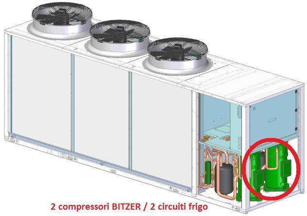 2 sprężarki scroll / 2 obiegi chłodnicze Pompy ciepła serii AW Pro MT z sprężarkami BITZER scroll Zakres mocy (A7W45) 93,7kW do 243,6kW wg EN 14511 Maksymalna temperatura na zasilaniu T= 62 C do temp.