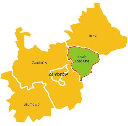 Rysunek 1. Kołaki Kościelne na mapie z 1850 r. Źródło: Mapmaster- http://igrek.amzp.pl/details.php?id=11764054 4.2. Położenie, powierzchnia, ludność.