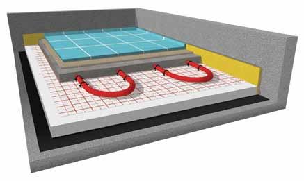 20 Systemy ogrzewania podłogowego w zabudowie mokrej Wet Underfloor Heating Systems Płyty z pasów EPS oklejone jednostronnie laminatem folii polietylenowej oraz polipropylenowej metalizowanej stosuje