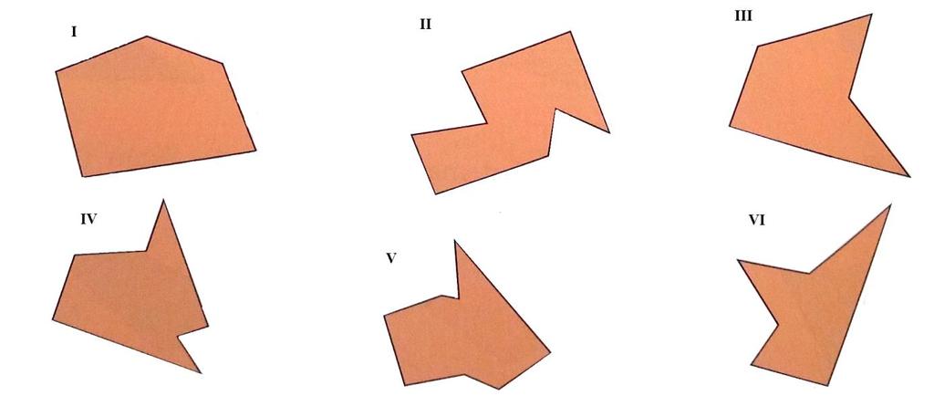 Własności wielokątów 1. Które z wielokątów na rysunkach mają: a) jeden kąt prosty b) dwa kąty proste? 2. Narysuj wymienione poniżej figury.
