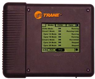 Najwyższej klasy technologia sterowania Trane Adaptive Control TM : Tracer CH530 Punkt wyłączania STOP Temperatura Tradycyjne wyłączanie agregatu Trane Adaptive Control Czas Niższe zużycie energii