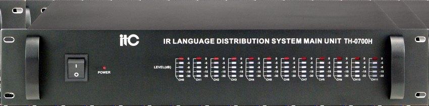 System tłumaczeń symultanicznych TH-0700H Centrala systemu tłumaczeń symultanicznych Dostępna w wersjach 4, 6, 8, 10 lub 12 kanałowej Transmisja w podczerwieni zapewnia całkowitą