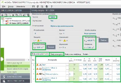 - orientacje przegród względem stron świata według róży wiatrów, - ilość stolarki (okien, drzwi), - mostki cieplne (otwory okienne i drzwiowe, naroża ścian, łączenia ścian ze ścianami), - dane