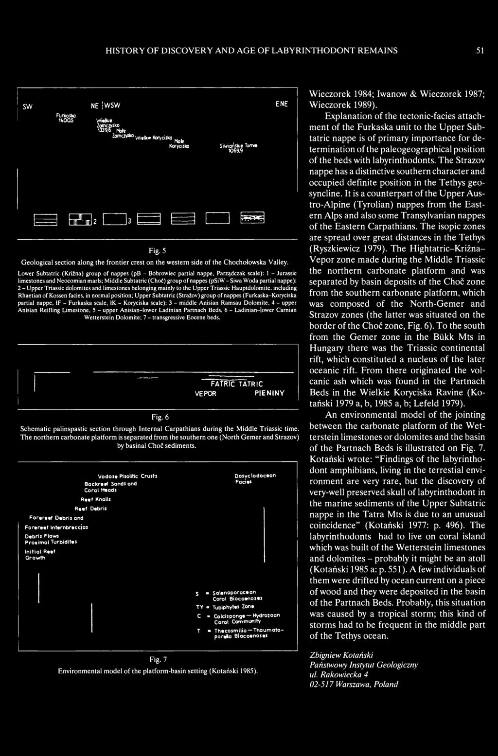 HISTORY OF DISCOVERY AND AGE OF LABYRINTHODONT REMAINS 51 sw Furkosko 14005 NE I WSW Wielkie Zgmcasko 1339,6 Mote Zomcrysko Wie k, Koryciska Mflfe н JEJ 2 3 Fig.