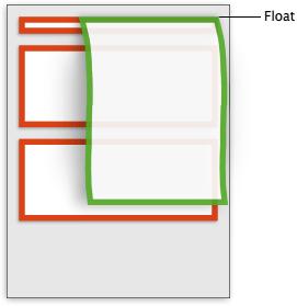 ELEMENTY PŁYWAJĄCE: FLOAT Float służy do tworzenia obiektów pływających przy lewej lub prawej krawędzi elementu, w którym się znajdują.