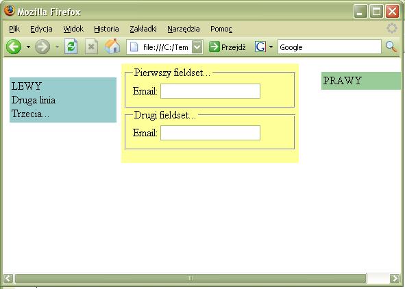 Tworzenie formularzy ½ - Użyteczność Często zapominamy o specjalnych znacznikach: <label for= id-in >Opis</label><input type= text id= id-in > <label>email: <input