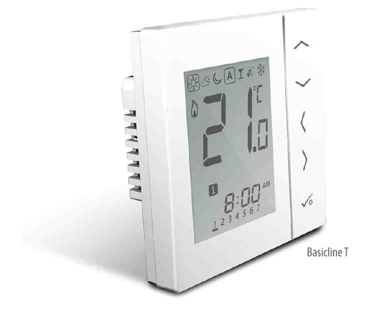 Instalacja dane techniczne Model Termostat Basicline 230 V Rodzaj Elektronicznie programowalny termostat pokojowy, przeznaczony do zastosowania 230 VAC Rodzaj programów Wybierane przez użytkownika,