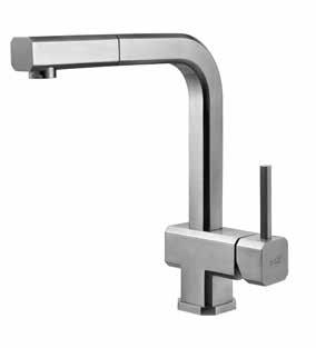 ROSA INOX LIMA INOX wykończenie: STAL SZCZOTKOWANA materiał: stal nierdzewna rączka mieszacza odchyla się do przodu, dzięki czemu można montować baterię pomiędzy zlewozmywakiem podwieszanym a ścianą