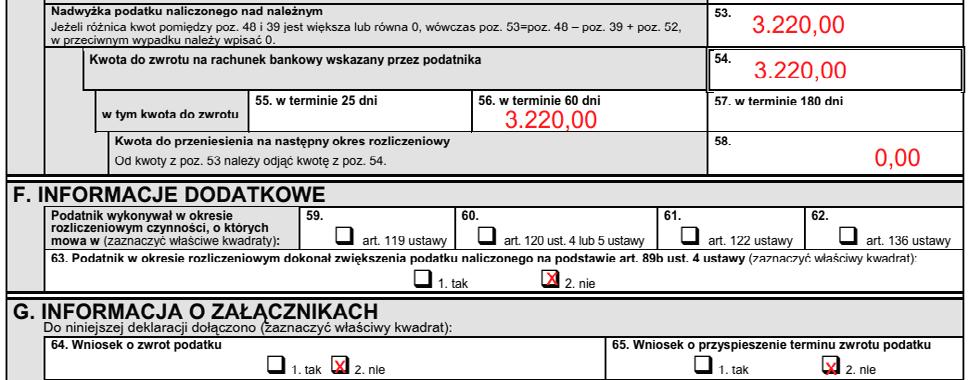 Deklarując zwrot w terminie podstawowym, podatnik nie musi składać wraz z deklaracją żadnych dodatkowych wniosków.