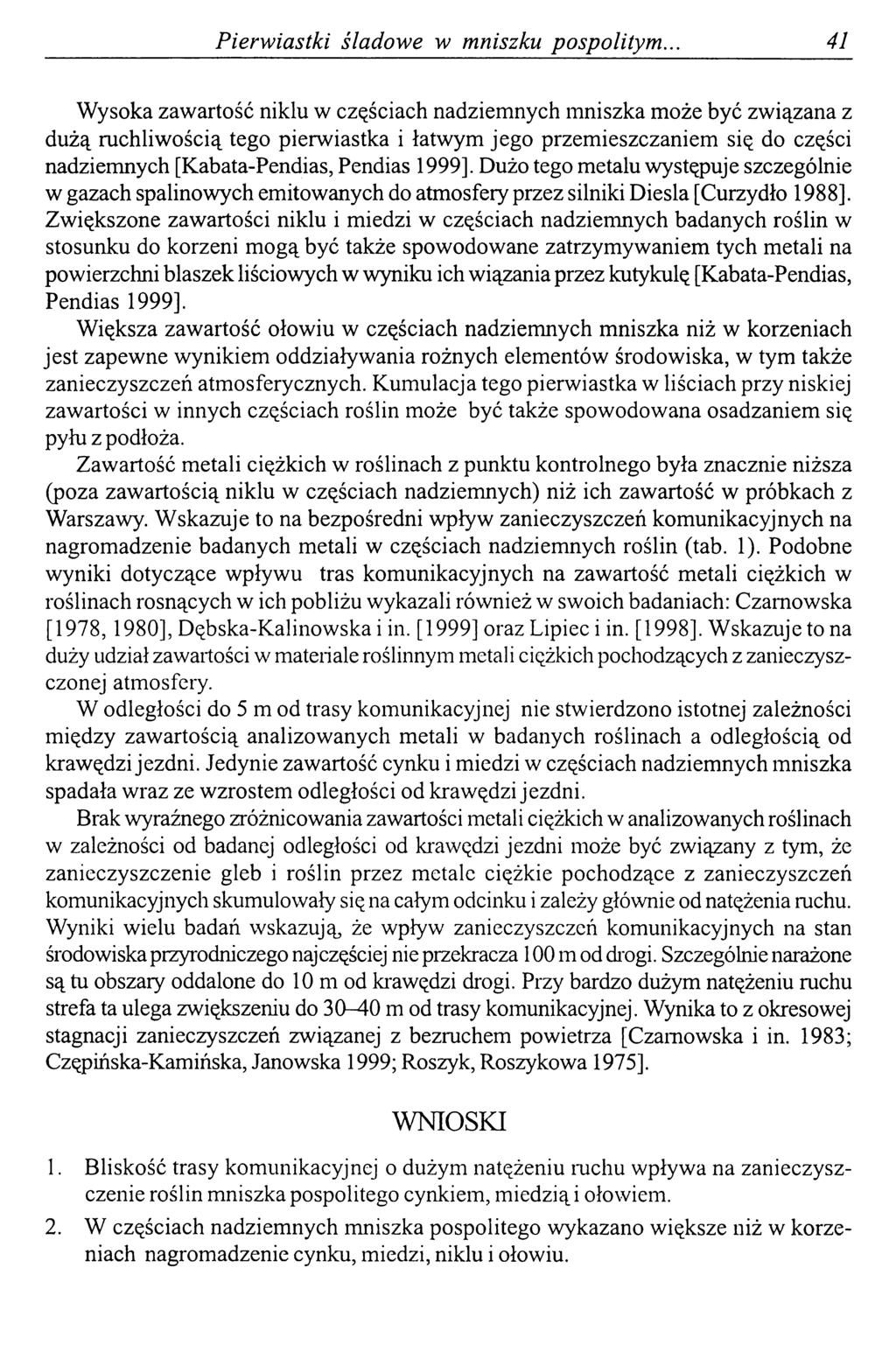 Pierw iastki śladowe w mniszku pospolitym.