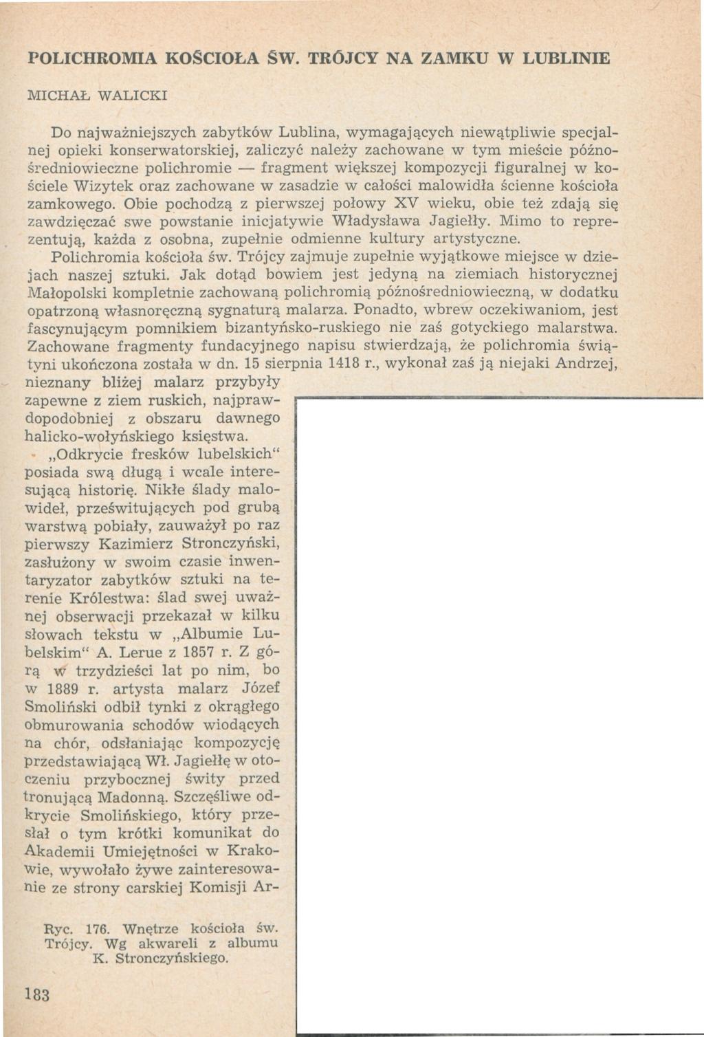 Originalveröffentlichung in: Ochrona Zabytków, 7 (1954), Nr. 3 (26). S. 183-188 POLICHROMIA KOSCIOŁA ŚW.