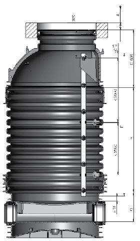 Dobór drabinki dla studzienki Tegra 1000 5 320 B A 4 1 2 3 8 9 > 51 < 2950 < 2950 50 F C E D 656 H k 6 7 H s Usytuowanie szczebli drabinki w świetle otworu włazowego stożka widok z góry 1.