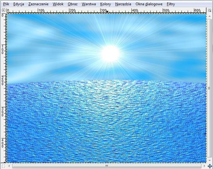 Efekt, który chcemy osiągnąć: Rysunek 78 Pracę należy zapisać pod nazwą morze w formacie gimp (xcf) oraz wyeksportować do formatu jpg w folderze obrazy (My