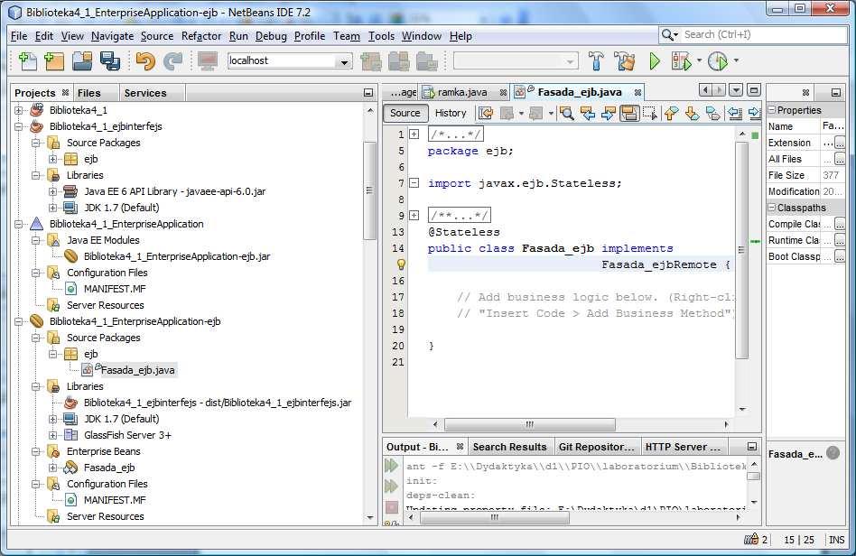 (4) Utworzona klasy Fasada_ejb w projekcie