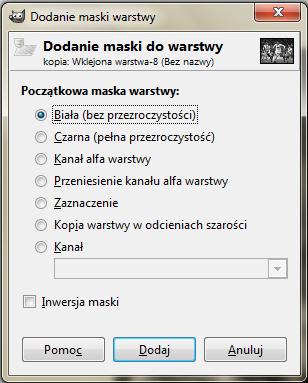 zaznaczoną opcje maski Biała (bez przeźroczystości).