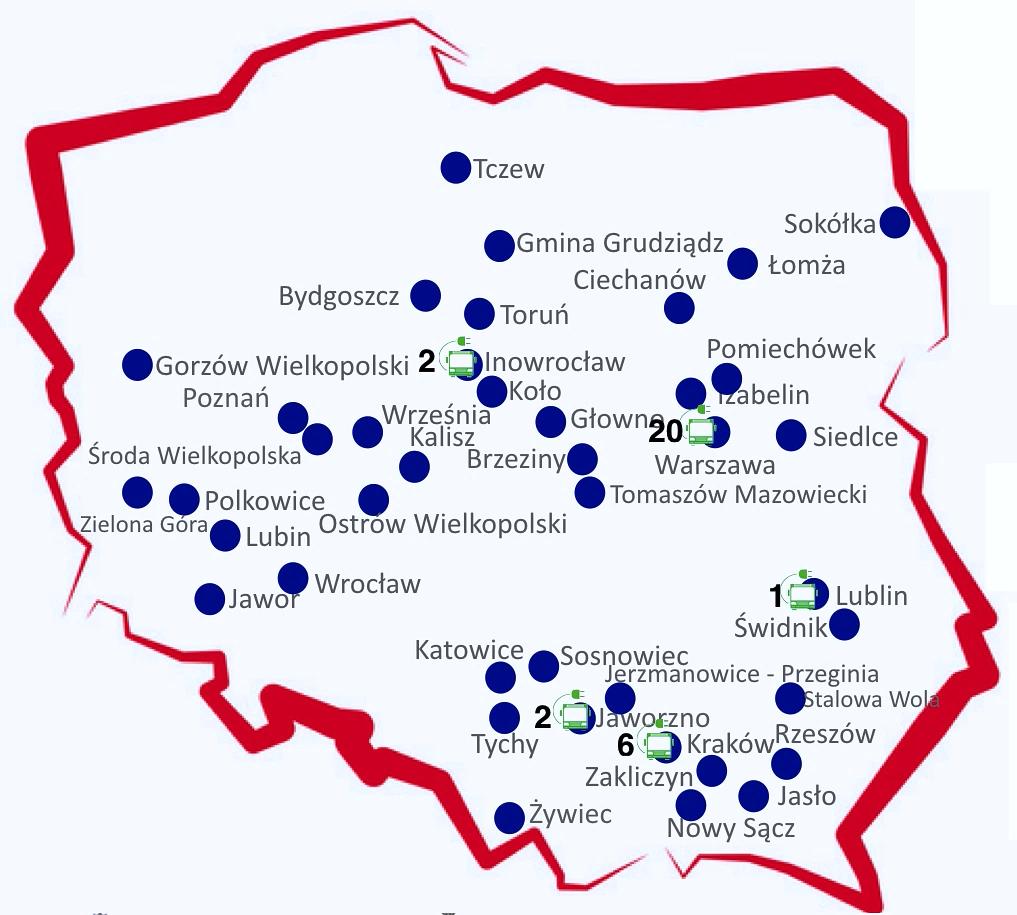 45 miast zadeklarowało wolę wdrażania elektromobilności qszczeci n q Grudziądz q Płock 4 nowe miasta