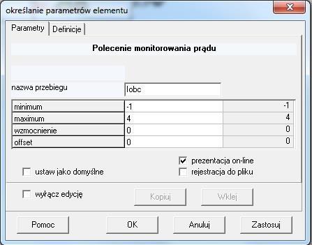 Zaznaczamy element i wybieramy iknę Edycja Parametrów lub dwukrtnie klikamy na element, następnie wprwadzamy parametry elementu (mżna wprwadzić takie jak w przykładzie, skalujemy i ustawiamy