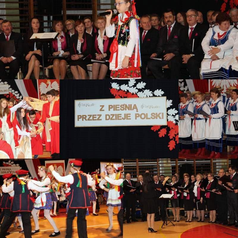 w naszej szkole odbył się Koncert piosenek i pieśni patriotycznych pod hasłem " Z pieśnią przez dzieje Polski". Na uroczystość przybyli: Burmistrz Kołaczycp.