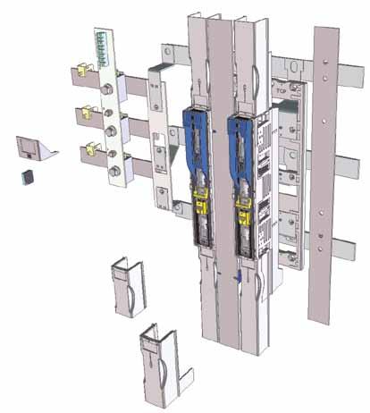 43 Assembly drawing fuse switches, BTVC, NH-00, 160 A, 100 mm busbars spacing Rysunek montażowy dla rozłączników bezpiecznikowych listwowych BTVC NH-00, 160 A na rozstaw mostu szynowego 100 mm 430806