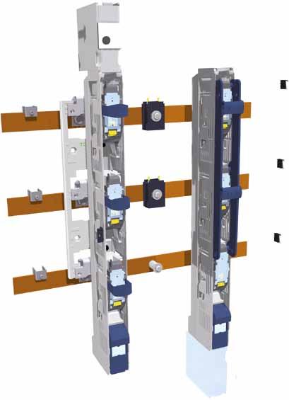 443 Assembly drawing BTVC, NH-00, 160 A, 185 mm busbar spacing Rysunek montażowy dla rozłączników bezpiecznikowych listwowych BTVC NH-00, 160 A na rozstaw mostu szynowego185 mm Ref. 4430801 Ref.