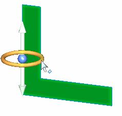 Przeciągnij początek uchwytu wyciągnięcia (1) do krawędzi (2), aby zdefiniować oś obrotu. 3.