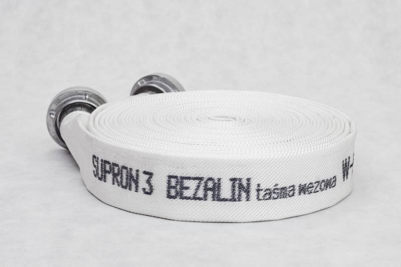 Pożarnicze węże tłoczne typ W taśma wężowa Bezalin W-52-20-ŁA W-75-20-ŁA Wąż pożarniczy tłoczny z wkładką PCV typ W do motopomp i autopomp. Taśma wężowa produkcji Bezalin.