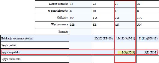 Arkusz. Jak czytać płachtę? 6/9 W zależności od zaznaczonych parametrów płachty w komórkach mogą pojawiać się różne zapisy. W tabeli poniżej opisano ich znaczenie.