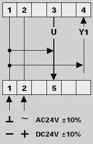Ustawić przełącznik w pozycji odpowiadającej żądanemu zakresowi sygnału. OFF = 0...10V / ON = 2...10V. Sygnalizator NPG-1 trzeba podłączyć zgodnie z przedstawionymi schematami.