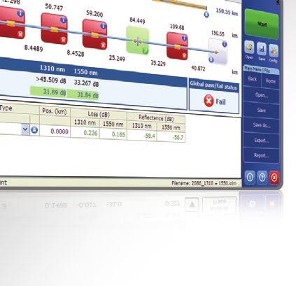 5 m Testowanie sieci long-haul Do 256 000 punktów próbkujących EXFO Connect: