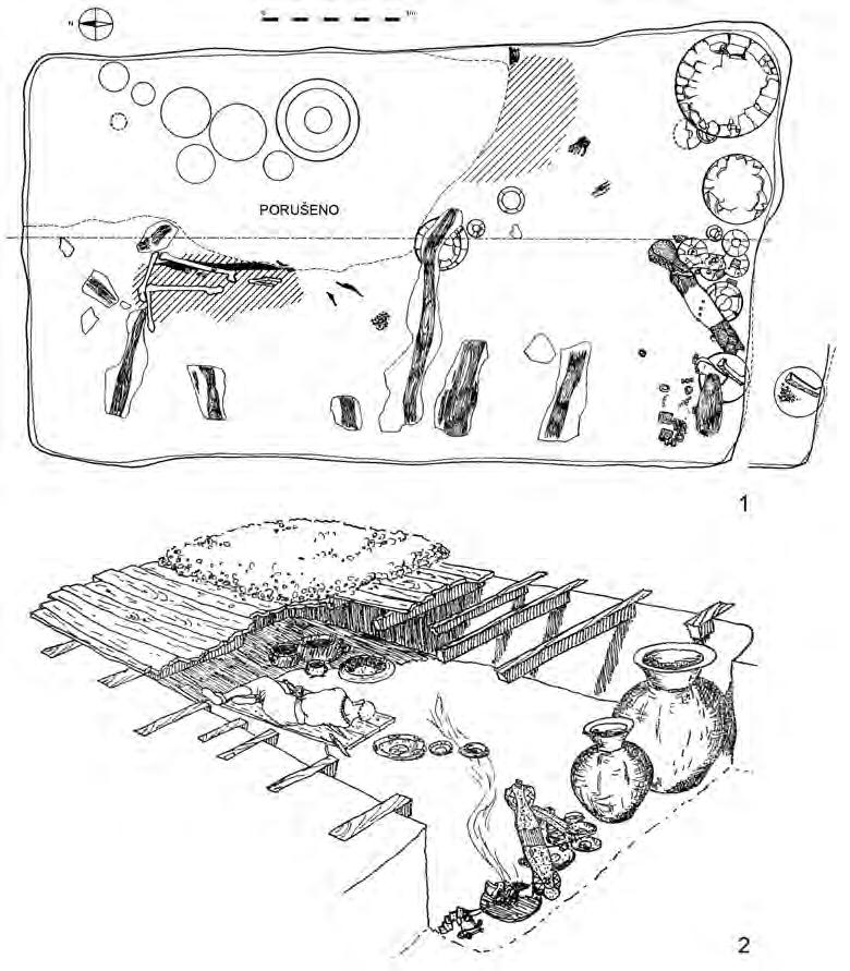 Chamber graves of the Bylany culture (Ha C Ha D1) in north-western Bohemia 185 Fig. 5. Lovosice (Litoměřice district). Chamber grave III/1956 with a sword, yoke and horse harness.