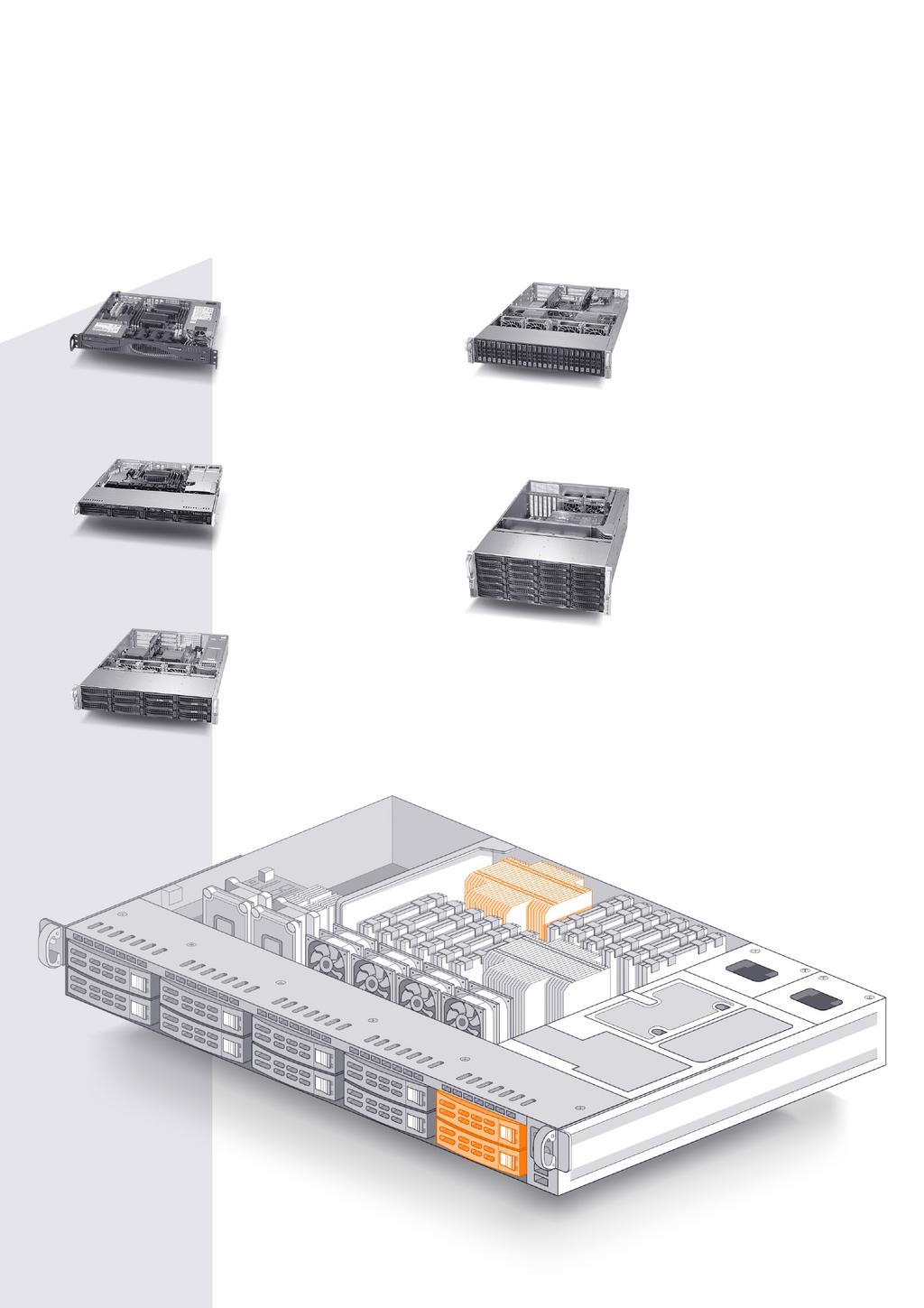 Zbuduj serwer dla siebie Obudowy 1U, 2 x 3,5 2U, 24 x 2,5 hot swap 1 x 350W, Gold 1 x FH HL expansion slot SATA, SAS2/SAS3, NVMe 2 x 1200W, Gold 7 x FH HL expansion slot 1U, 4 x 3,5 hot swap 2 x