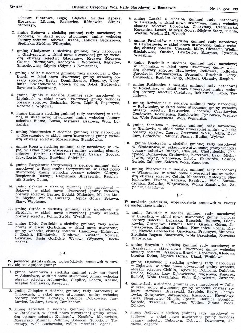 Akt powołania gminy Adamówka (Dz. Urz.