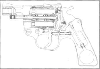 Rys. 22.8. Prototyp 9 mm rewolweru gazowego konstrukcji Widzewskiej Fabryki Maszyn Włókienniczych w Łodzi gazowego własnej konstrukcji. Broń dostosowana jest do naboju 9 mm x 17R (.380).