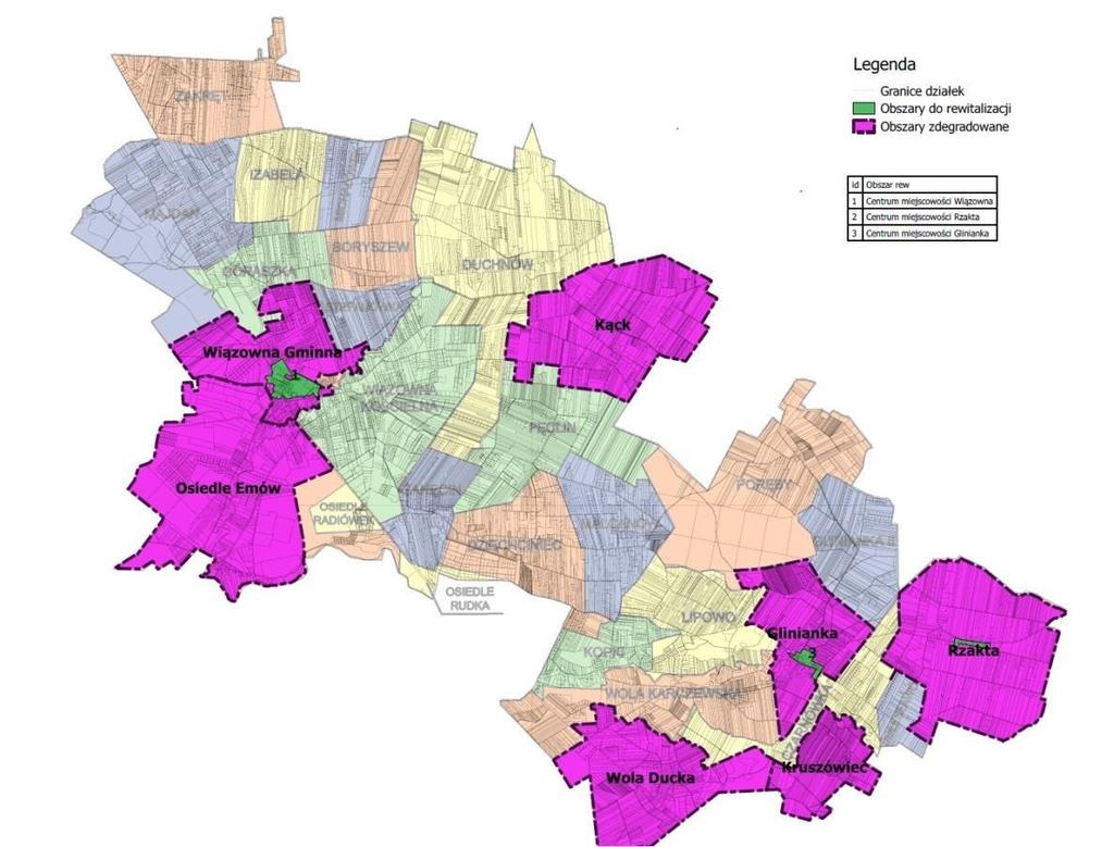 S t r o n a 49 Mapa poniżej prezentuje w ujęciu przestrzennym wyznaczone obszary zdegradowane i obszary rewitalizacji.