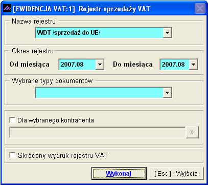 8-2 Aplikacja Ramzes Księgi Handlowe podręcznik uŝytkownika 8.1 Rejestry VAT Ewidencja VAT tworzona jest podczas wprowadzania dokumentów księgowych.