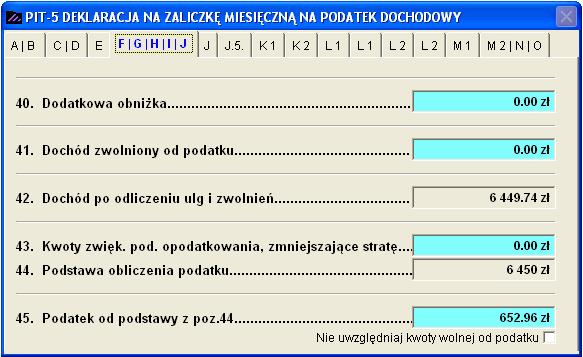 Aplikacja Ramzes Księgi Handlowe podręcznik uŝytkownika 9-33 Rysunek 9-70 Deklaracja PIT-5 sekcja