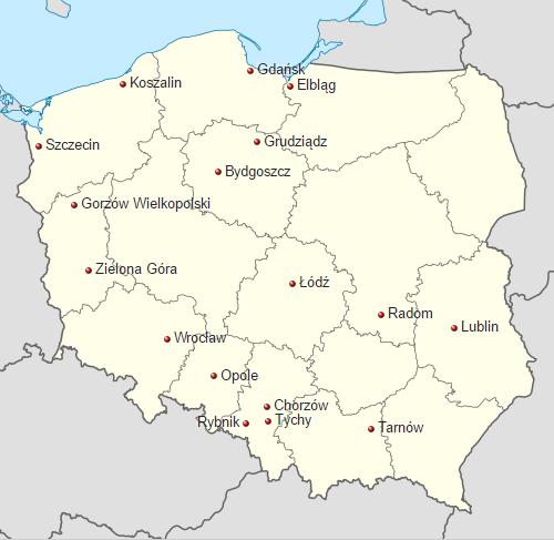 Kontraruch w Polsce Mapa 1 Wybrane miasta w Polsce w których funkcjonuje kontraruch, które przesłały dane które pozwoliły opracować ten raport Pierwszym miastem w Polsce, które zdecydowało