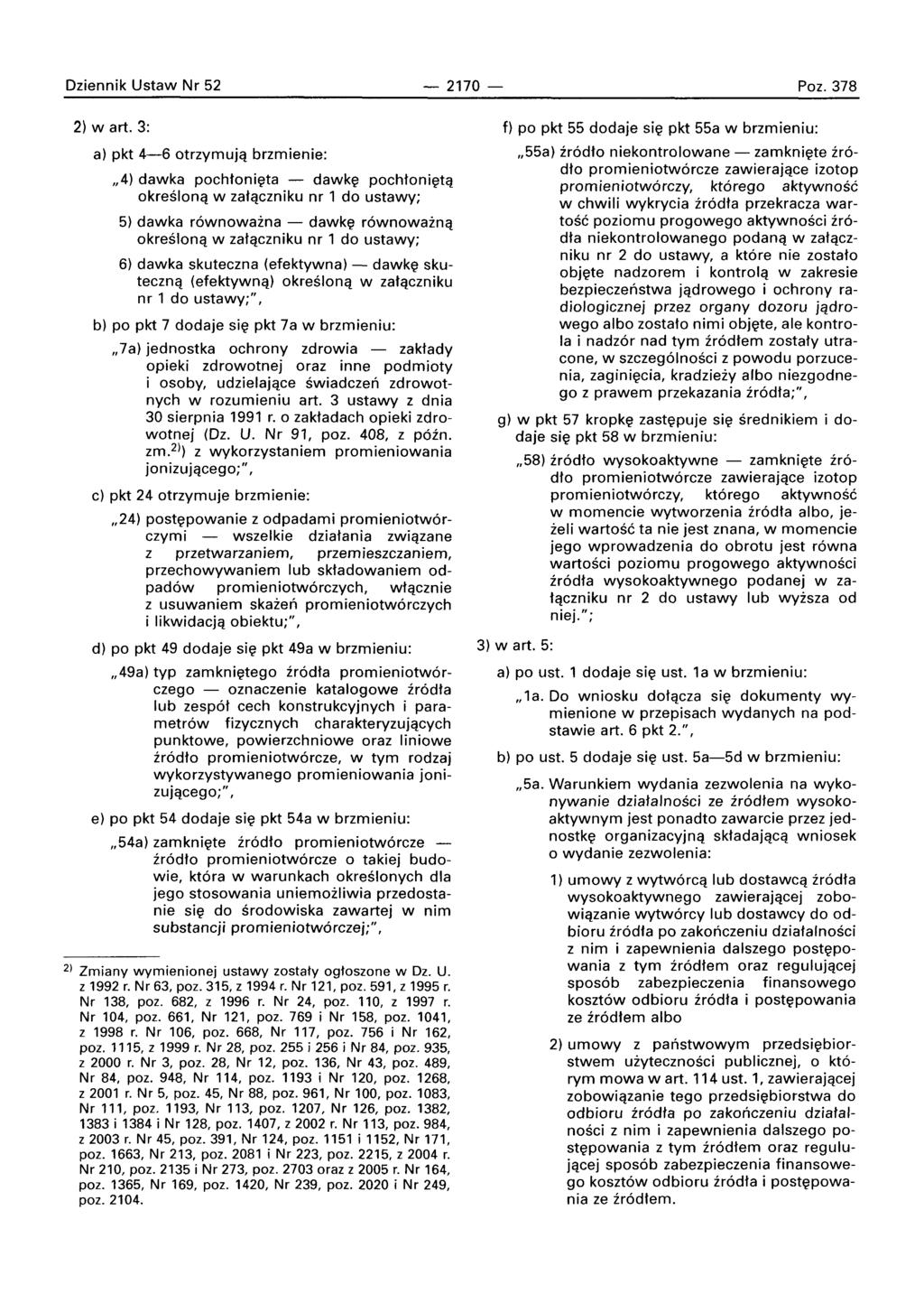 Oziennik Ustaw Nr 52-2170 - Poz. 378 2) wart.