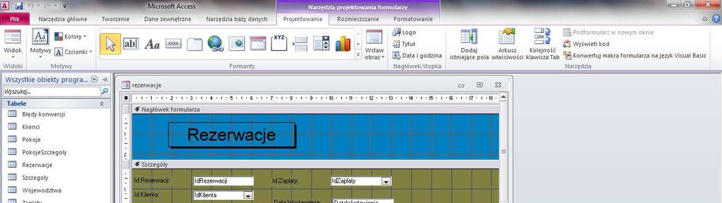 IV.4. Formularze Formularze zwykle są rozumiane jako graficzna prezentacja tabeli lub kwerendy.
