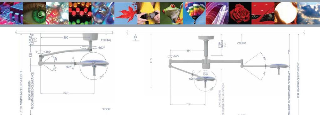 Astramax HD-LED Informacje techniczne Lampa pojedyncza mocowana do sufitu Tandem mocowanie do sufitu