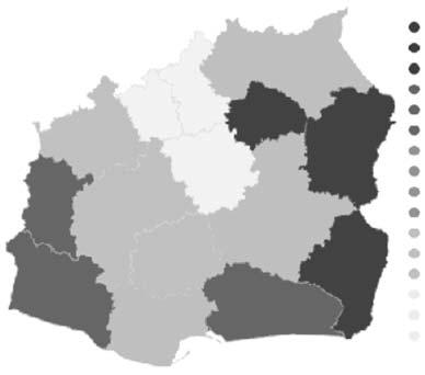 Rycina 2. Międzywojewódzkie różnice w wydatkach NFZ (w PLN) na leczenie chorych, u których w roku 2010 rozpoznano raka piersi. Źródło: obliczenia własne na podstawie danych NFZ Rycina 3.