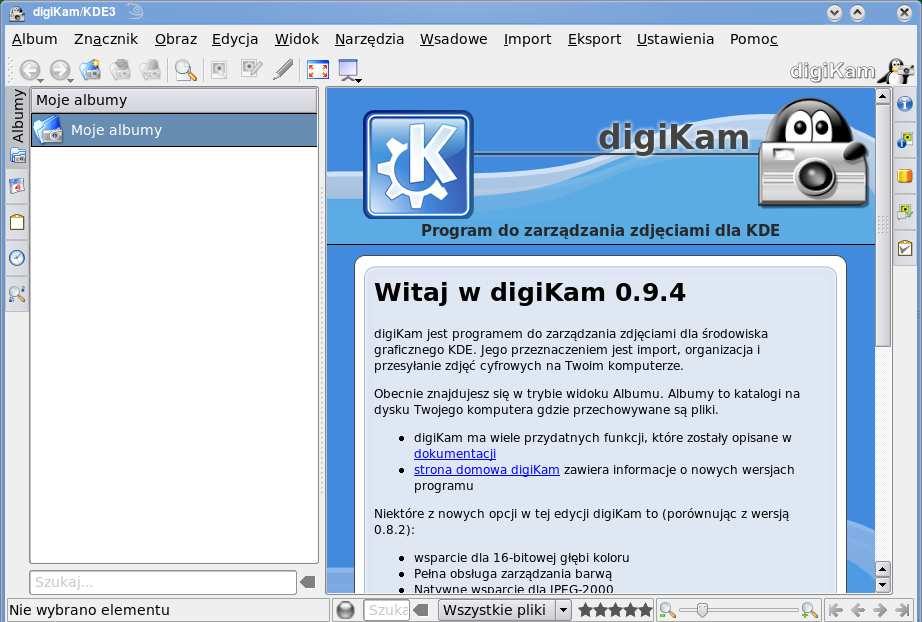 //\\ Kamil LoŜyński //\\ 1.5 Zarządzanie zdjęciami DigiKam 0.9.4 to świetna aplikacja służąca do zarządzania zdjęciami, przeznaczona dla środowiska KDE.